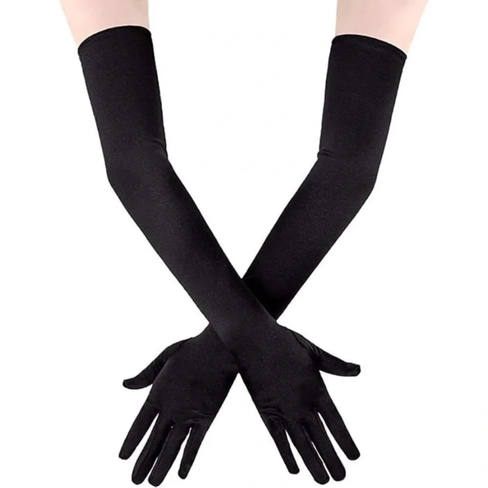 Black long opera gloves new